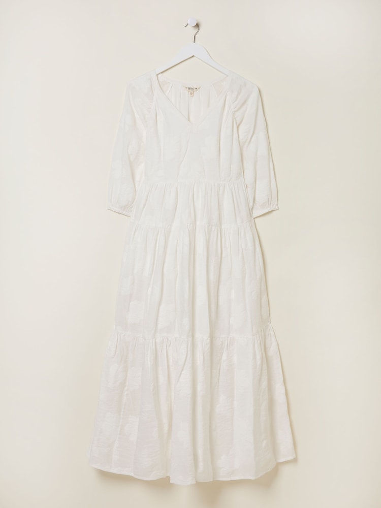 FatFace Kelly White Jacquard Maxi Dress - Image 12 of 13