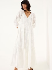 FatFace Kelly White Jacquard Maxi Dress - Image 4 of 13