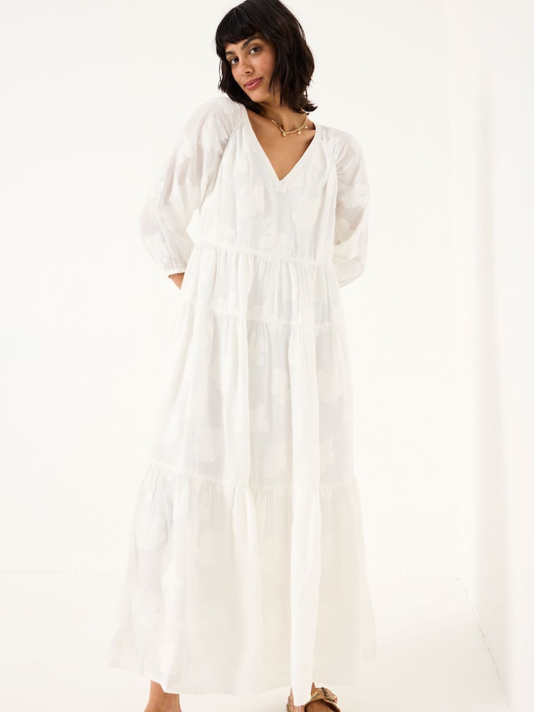 FatFace Kelly White Jacquard Maxi Dress - Image 4 of 13