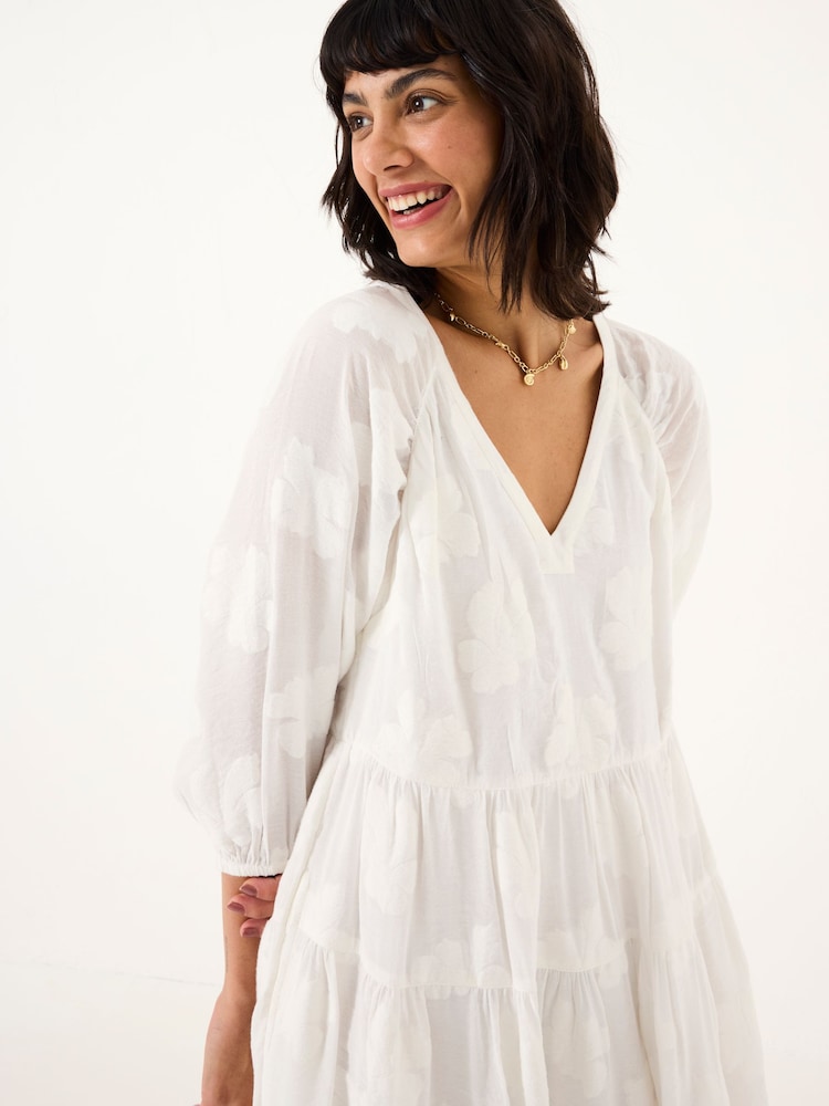 FatFace Kelly White Jacquard Maxi Dress - Image 6 of 13