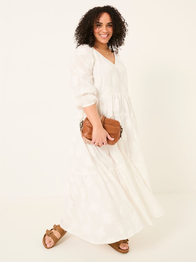 FatFace Kelly White Jacquard Maxi Dress - Image 7 of 13