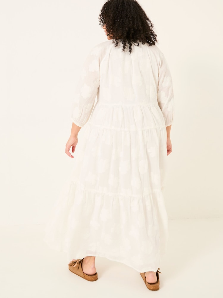 FatFace Kelly White Jacquard Maxi Dress - Image 8 of 13