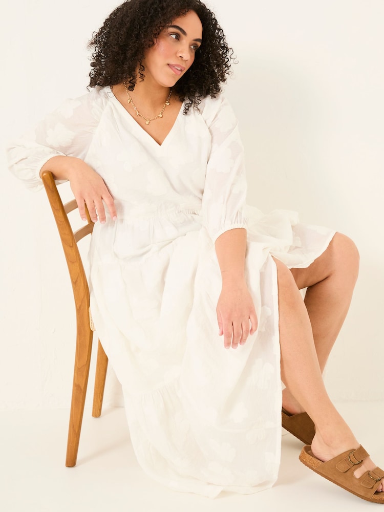 FatFace Kelly White Jacquard Maxi Dress - Image 9 of 13