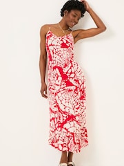 FatFace Mae Red Mono Shells Midi Dress - Image 2 of 6