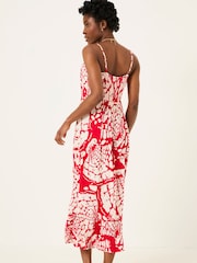 FatFace Mae Red Mono Shells Midi Dress - Image 3 of 6