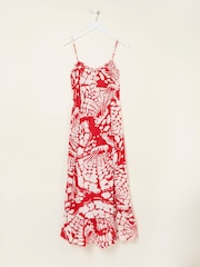 FatFace Mae Red Mono Shells Midi Dress - Image 6 of 6