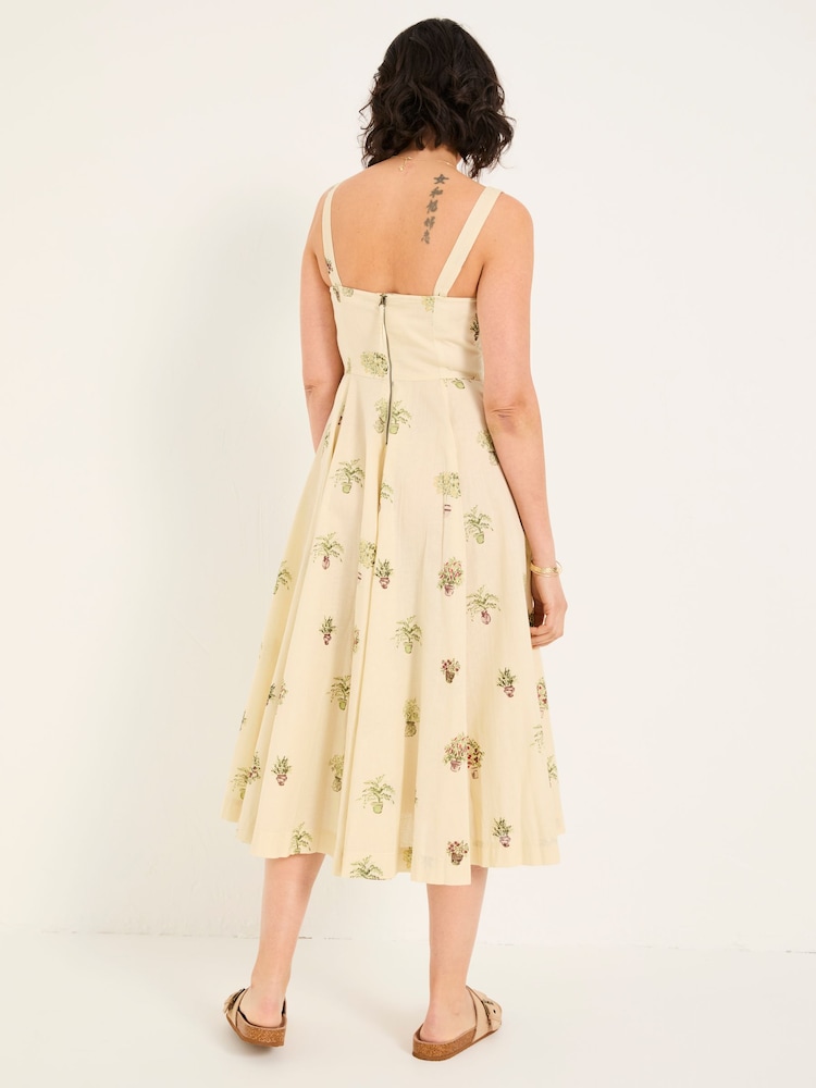 FatFace Maria Ivory Plants Midi Dress - Image 3 of 7