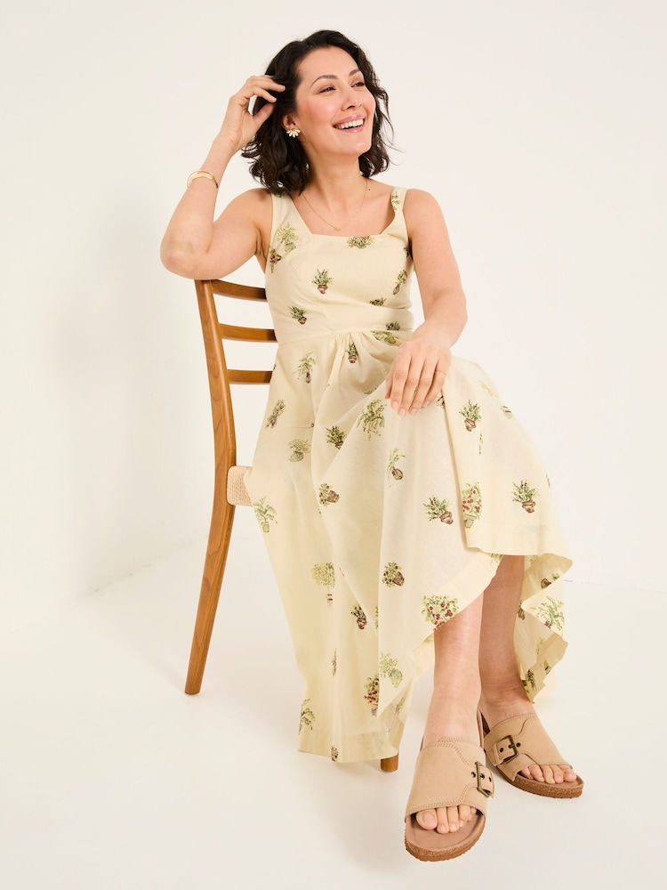 FatFace Maria Ivory Plants Midi Dress - Image 5 of 7