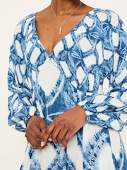 FatFace Noelle Indigo Blue Water Leaf Maxi Dress - Image 6 of 7