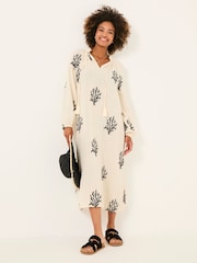 FatFace Beachwear Coral Embroidered Kaftan Dress - Image 2 of 8