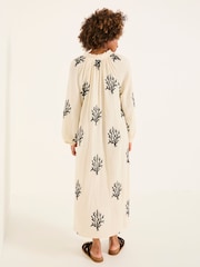 FatFace Beachwear Coral Embroidered Kaftan Dress - Image 3 of 8