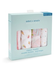 Aden + Anais White Essentials Cotton Muslin Blanket 4 Pack - Image 1 of 9