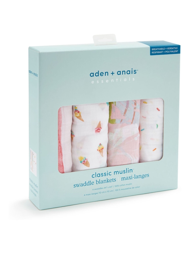 Aden + Anais White Essentials Cotton Muslin Blanket 4 Pack - Image 1 of 9 Aden + Anais White Essentials Cotton Muslin Blanket 4 Pack - Image 1 of 9