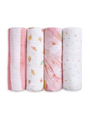 Aden + Anais White Essentials Cotton Muslin Blanket 4 Pack - Image 2 of 9