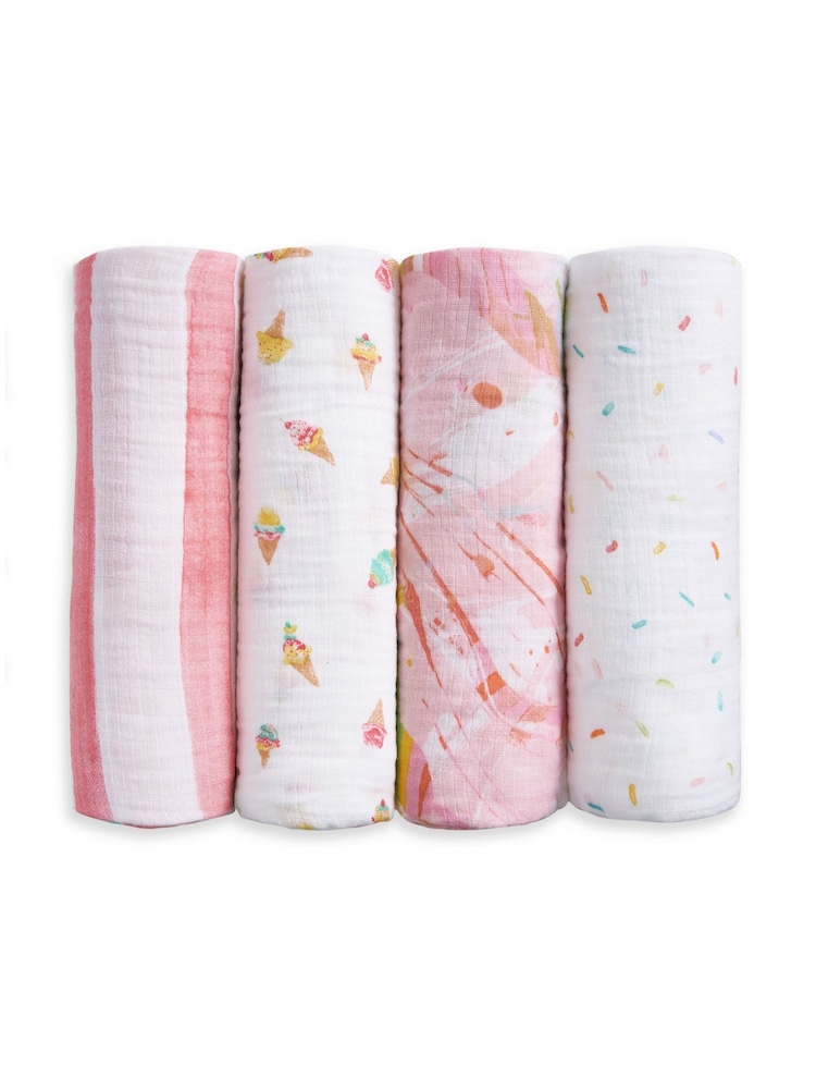 Aden + Anais White Essentials Cotton Muslin Blanket 4 Pack - Image 2 of 9 Aden + Anais White Essentials Cotton Muslin Blanket 4 Pack - Image 2 of 9