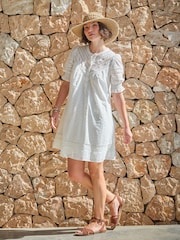FatFace Brody Ivory Broderie Dress - Image 1 of 8