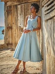 FatFace Maria Blue Denim Midi Dress - Image 1 of 7