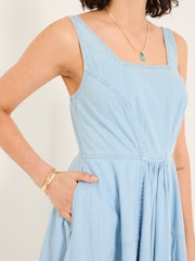 FatFace Maria Blue Denim Midi Dress - Image 6 of 7