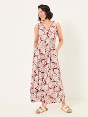 FatFace Ellie Burgundy Red Mono Shells Jersey Maxi Dress - Image 1 of 9