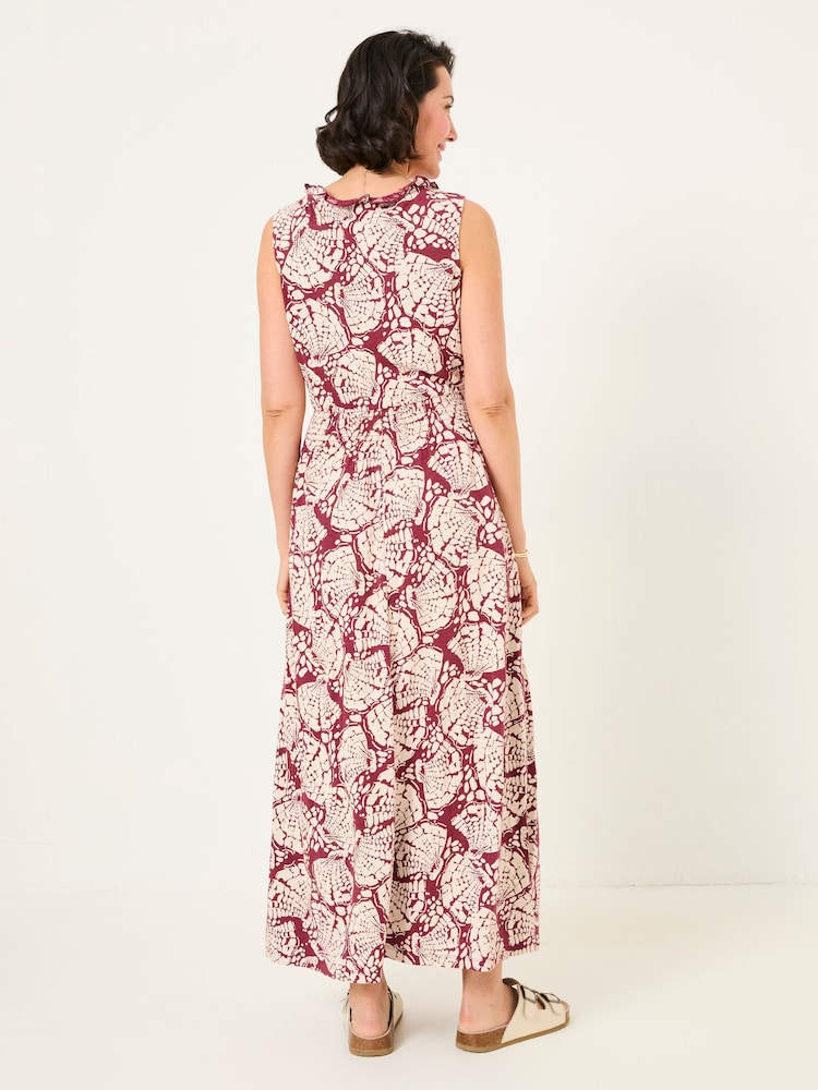 FatFace Ellie Burgundy Red Mono Shells Jersey Maxi Dress - Image 2 of 9