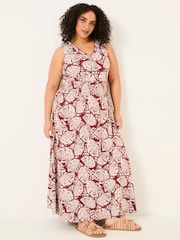 FatFace Ellie Burgundy Red Mono Shells Jersey Maxi Dress - Image 5 of 9