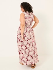 FatFace Ellie Burgundy Red Mono Shells Jersey Maxi Dress - Image 6 of 9