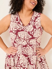 FatFace Ellie Burgundy Red Mono Shells Jersey Maxi Dress - Image 8 of 9