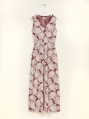 FatFace Ellie Burgundy Red Mono Shells Jersey Maxi Dress - Image 9 of 9