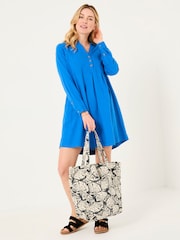 FatFace Lena Mid Blue Linen Dress - Image 4 of 6
