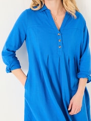 FatFace Lena Mid Blue Linen Dress - Image 5 of 6