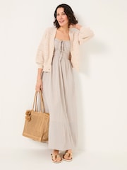 FatFace Meg Multi Stripe 100% Cotton Midi Dress - Image 4 of 7