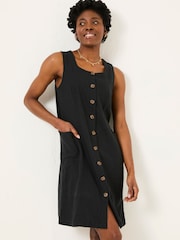 FatFace Binny Black Button Linen Dress - Image 1 of 6