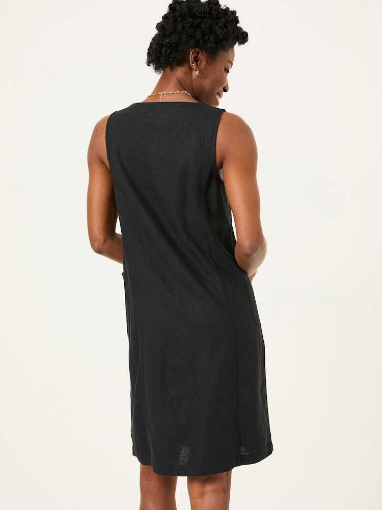 FatFace Binny Black Button Linen Dress - Image 2 of 6