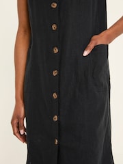 FatFace Binny Black Button Linen Dress - Image 5 of 6