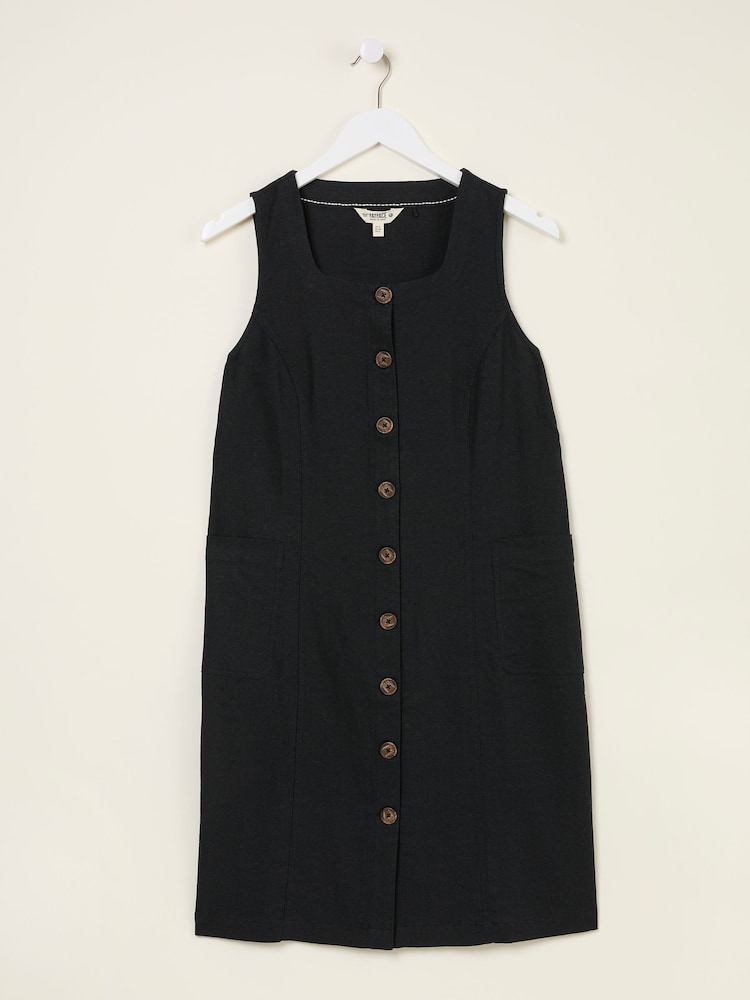 FatFace Binny Black Button Linen Dress - Image 6 of 6