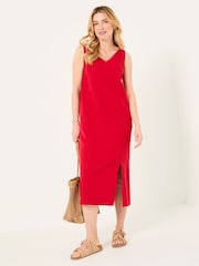 FatFace Corey Rust Red Linen Midi Dress - Image 1 of 10