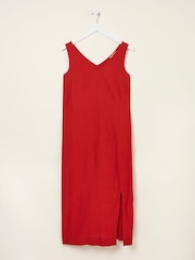 FatFace Corey Rust Red Linen Midi Dress - Image 10 of 10