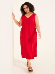 FatFace Corey Rust Red Linen Midi Dress - Image 7 of 10