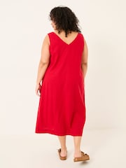 FatFace Corey Rust Red Linen Midi Dress - Image 8 of 10