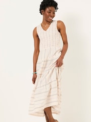 FatFace Ariana Multi Tiered Stripe 100% Cotton Dress - Image 1 of 5