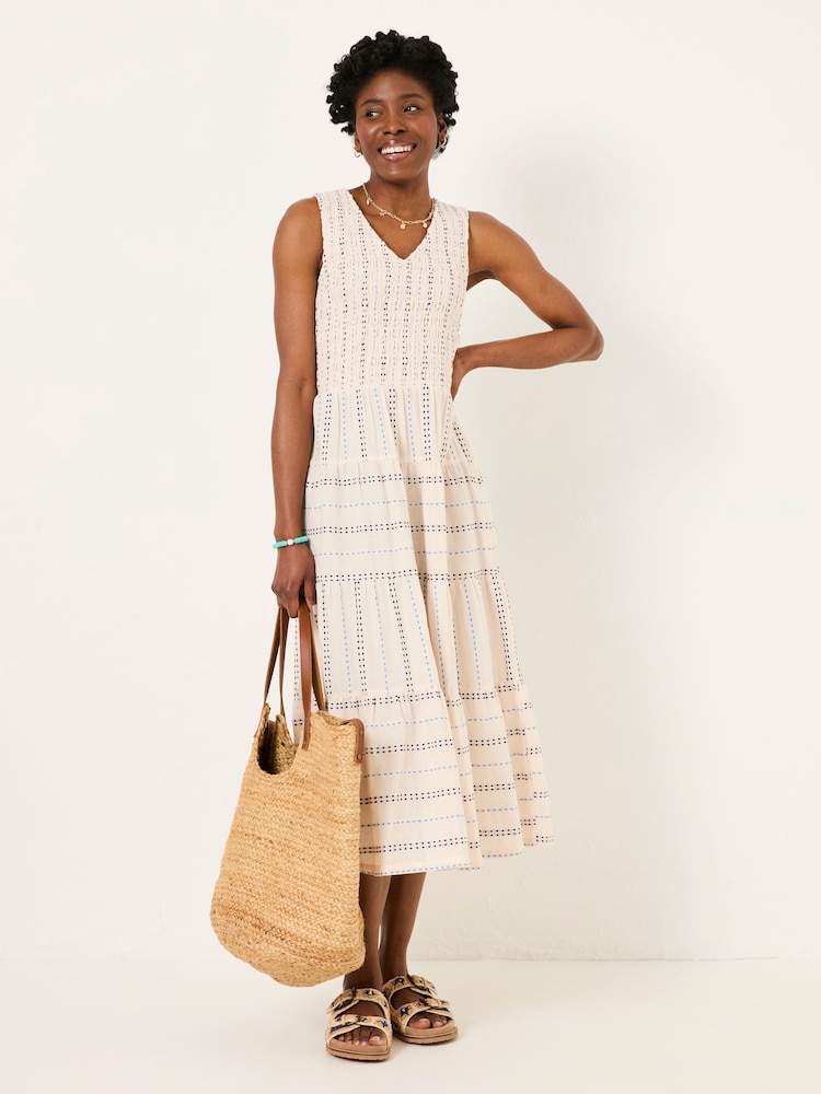 FatFace Ariana Multi Tiered Stripe 100% Cotton Dress - Image 4 of 5