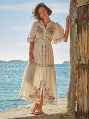FatFace Paige Ivory Embroidered Midi Dress - Image 1 of 12