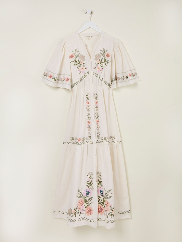 FatFace Paige Ivory Embroidered Midi Dress - Image 12 of 12