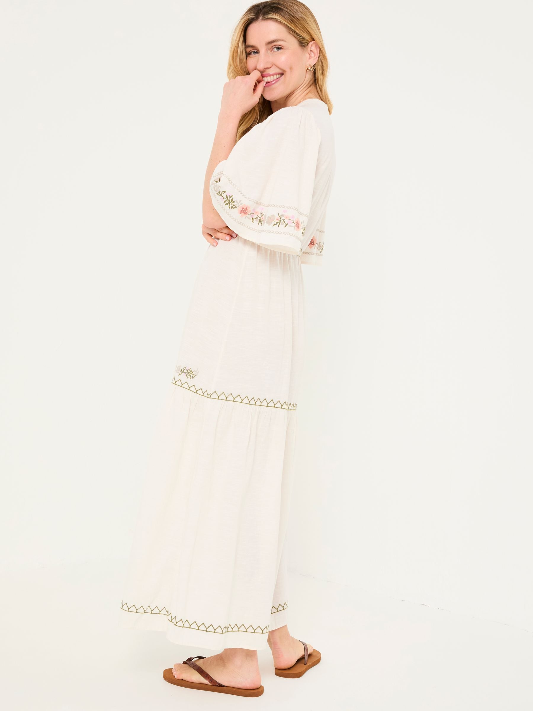 Buy FatFace Paige Ivory Embroidered Midi Dress from Next USA