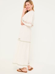 FatFace Paige Ivory Embroidered Midi Dress - Image 3 of 12