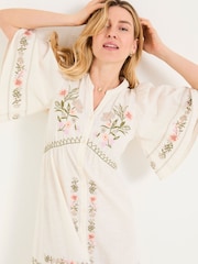 FatFace Paige Ivory Embroidered Midi Dress - Image 4 of 12