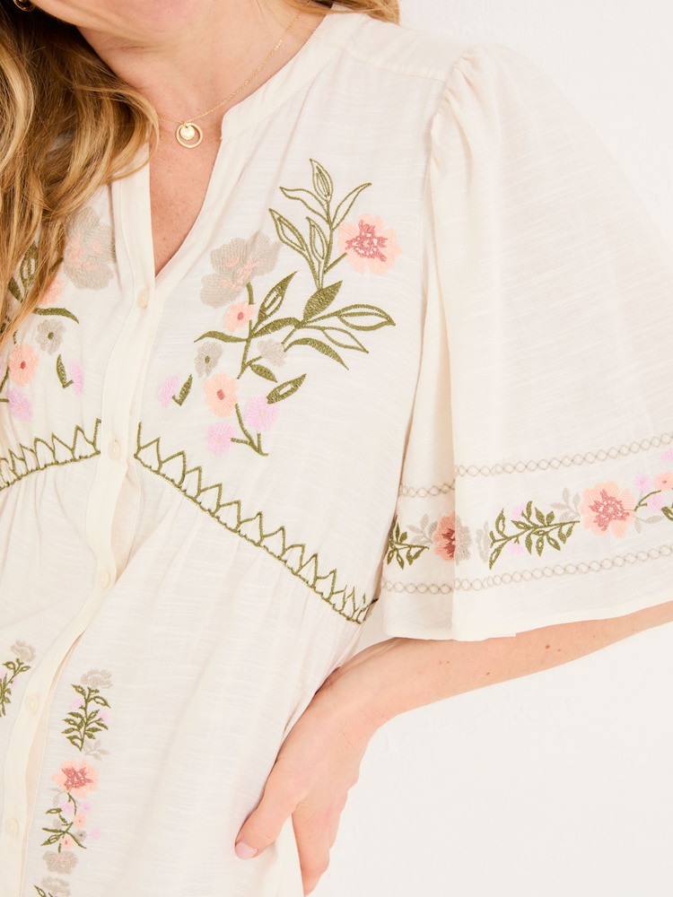 FatFace Paige Ivory Embroidered Midi Dress - Image 6 of 13