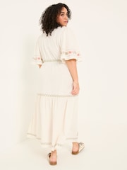 FatFace Paige Ivory Embroidered Midi Dress - Image 8 of 12