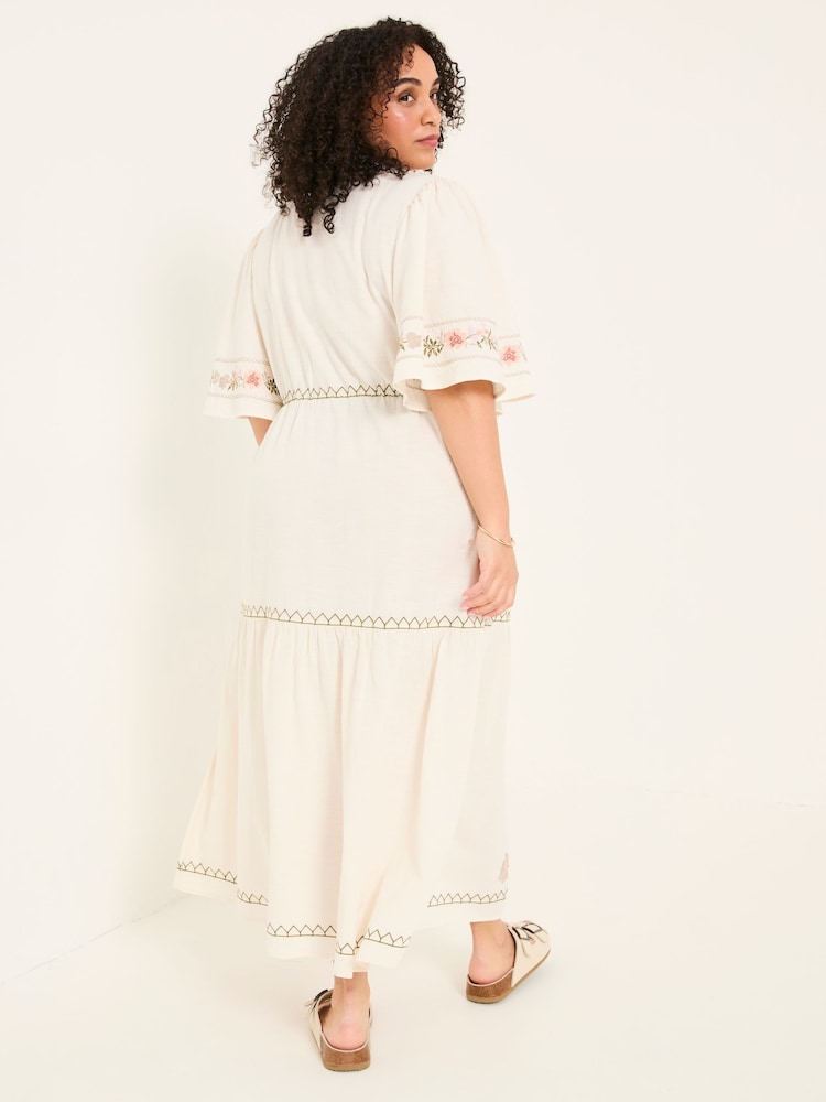 FatFace Paige Ivory Embroidered Midi Dress - Image 9 of 13
