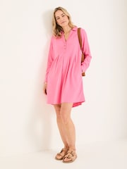 FatFace Lena Mid Pink Linen Dress - Image 4 of 6